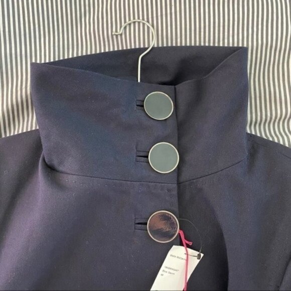 Stella McCartney Navy Blue Swing Coat with Oversized Enamel Buttons 46 US 12 - Picture 5 of 11